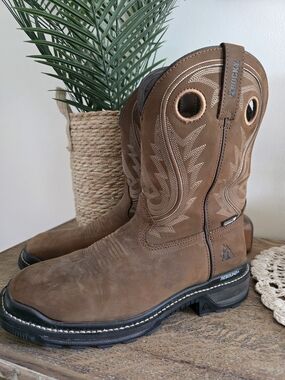 Rocky Brown Western Work Boots with Black Outsole